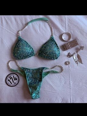 Angel Competition Bikini - beautiful bikini teal/mint competition suit 💎